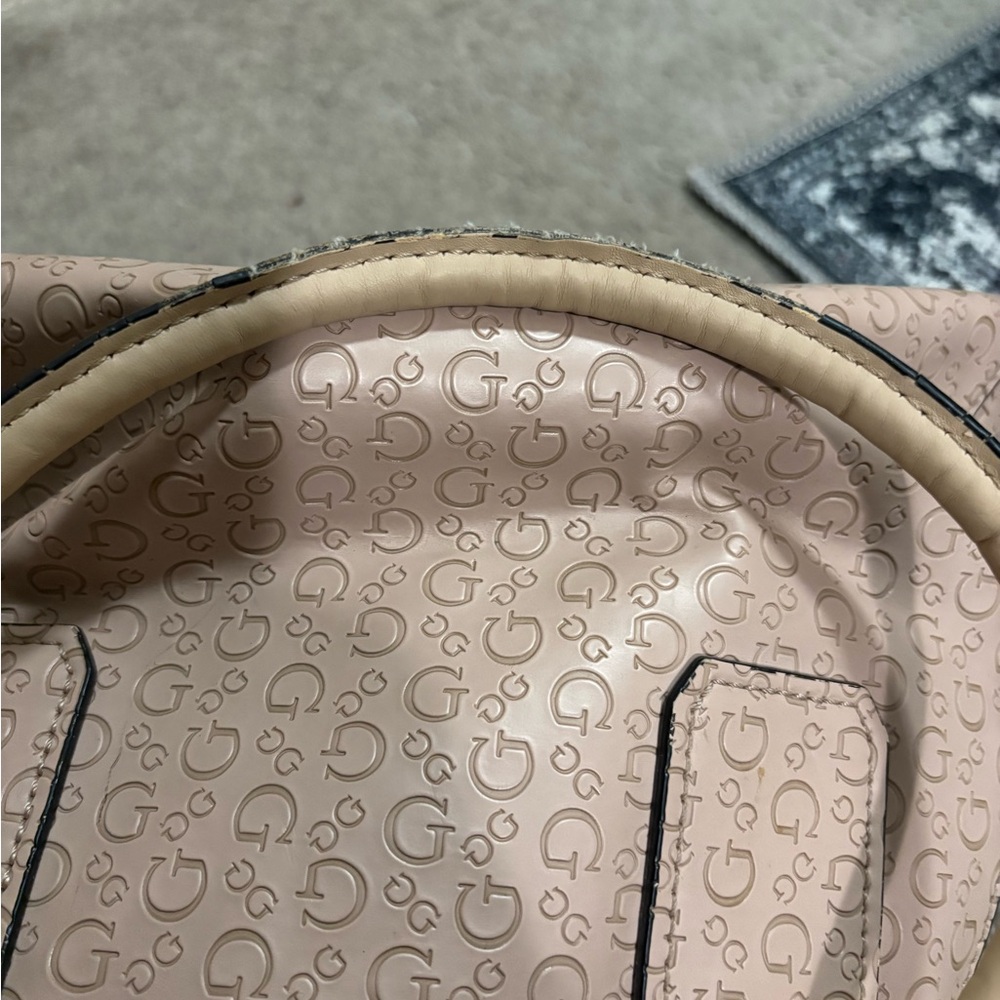 Guess Tan Satchel with Logo Pattern - Picture 6 of 8